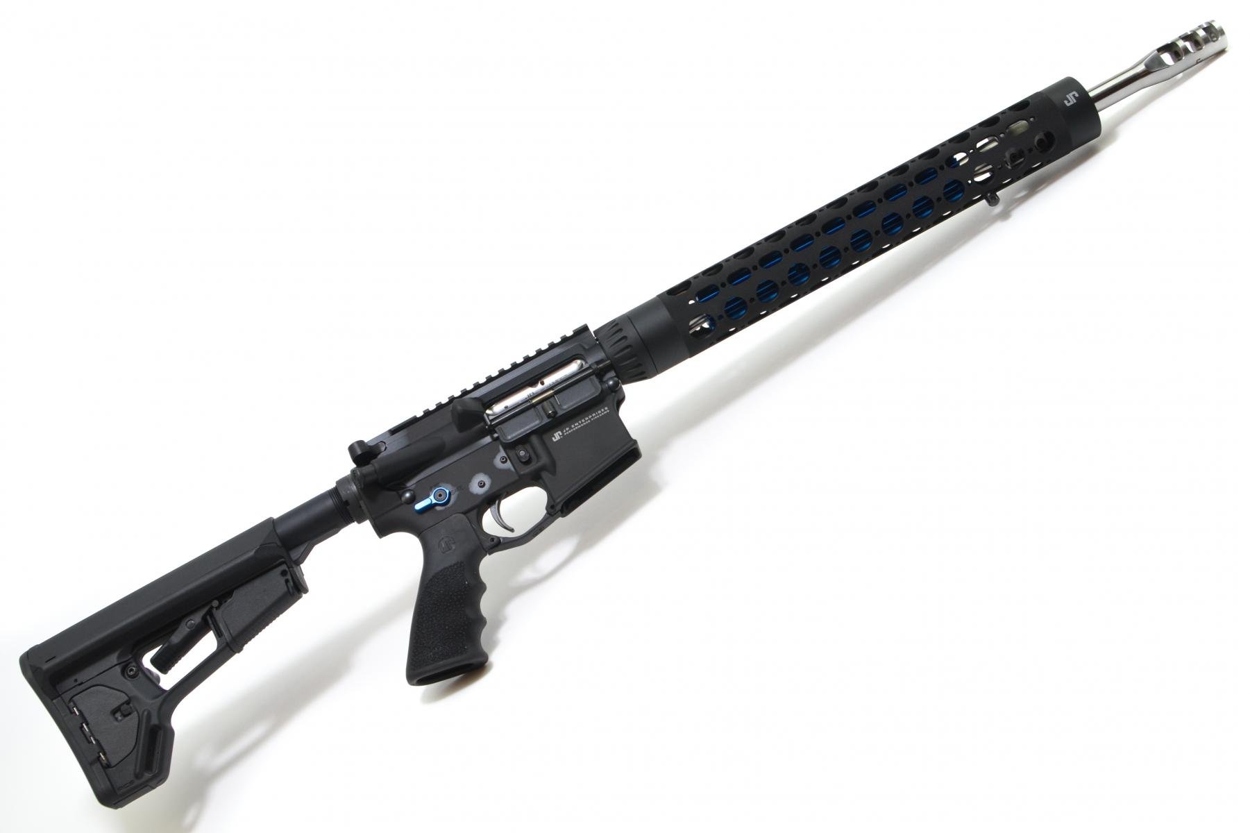 JP-15 |223 Wylde 18" 1:8 Twist JP Supermatch Barrel, Blended 3-Port Compensator, Silent Captured Recoil Spring, Low Mass BCG, Blue Thermal Dissipator, Magpul ACS-L Stock, RC Handguard, Adjustable Gas Block