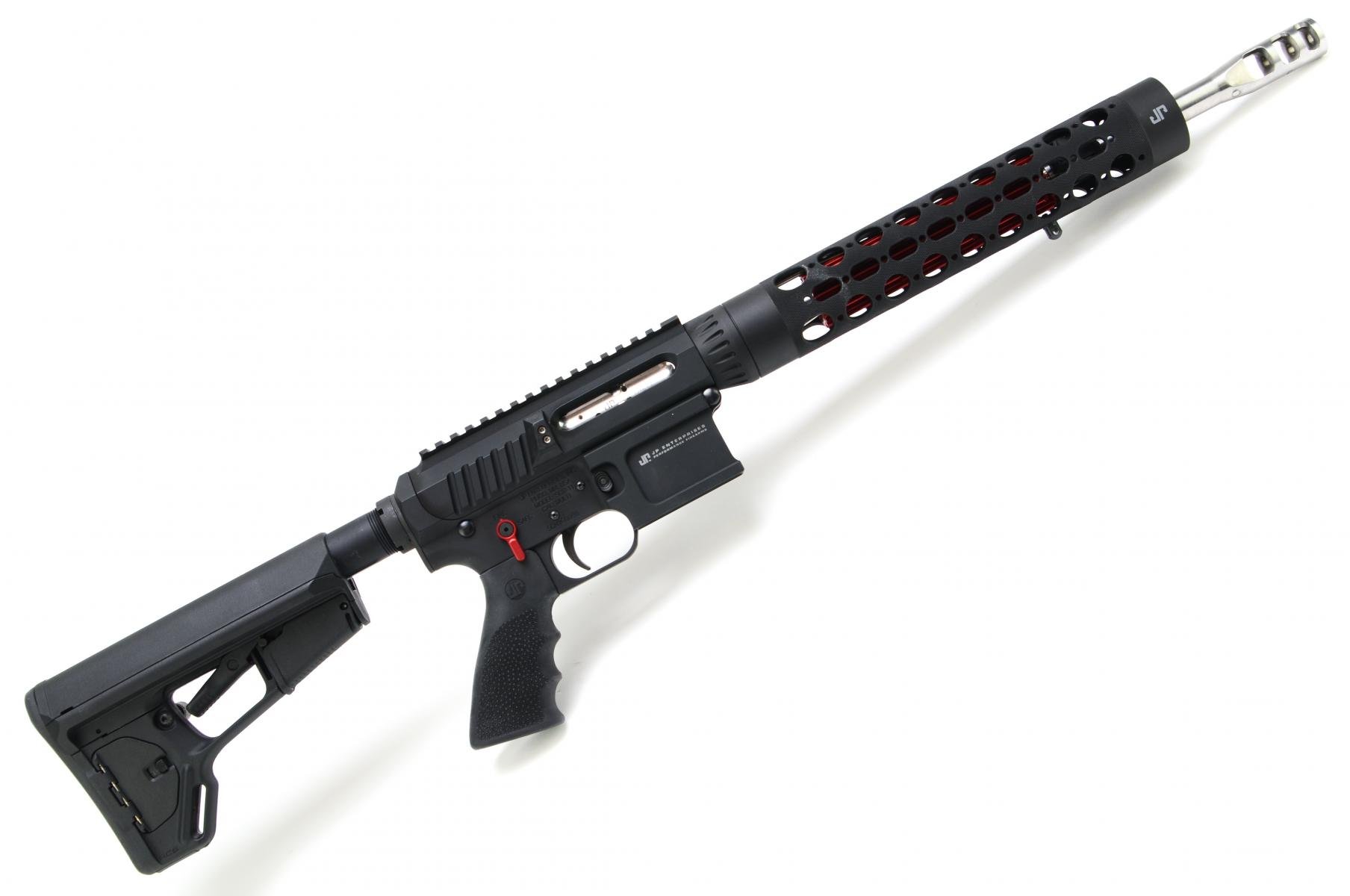 JP SCR-11 |.223 Wylde 14.5" 1:8 Twist JP Supermatch Barrel, Billet Upper/Lower w/ Side Charge System, Red Thermal Dissipator, Silent Captured Recoil Spring, Low Mass BCG, ACS-L Stock, With Soft Case