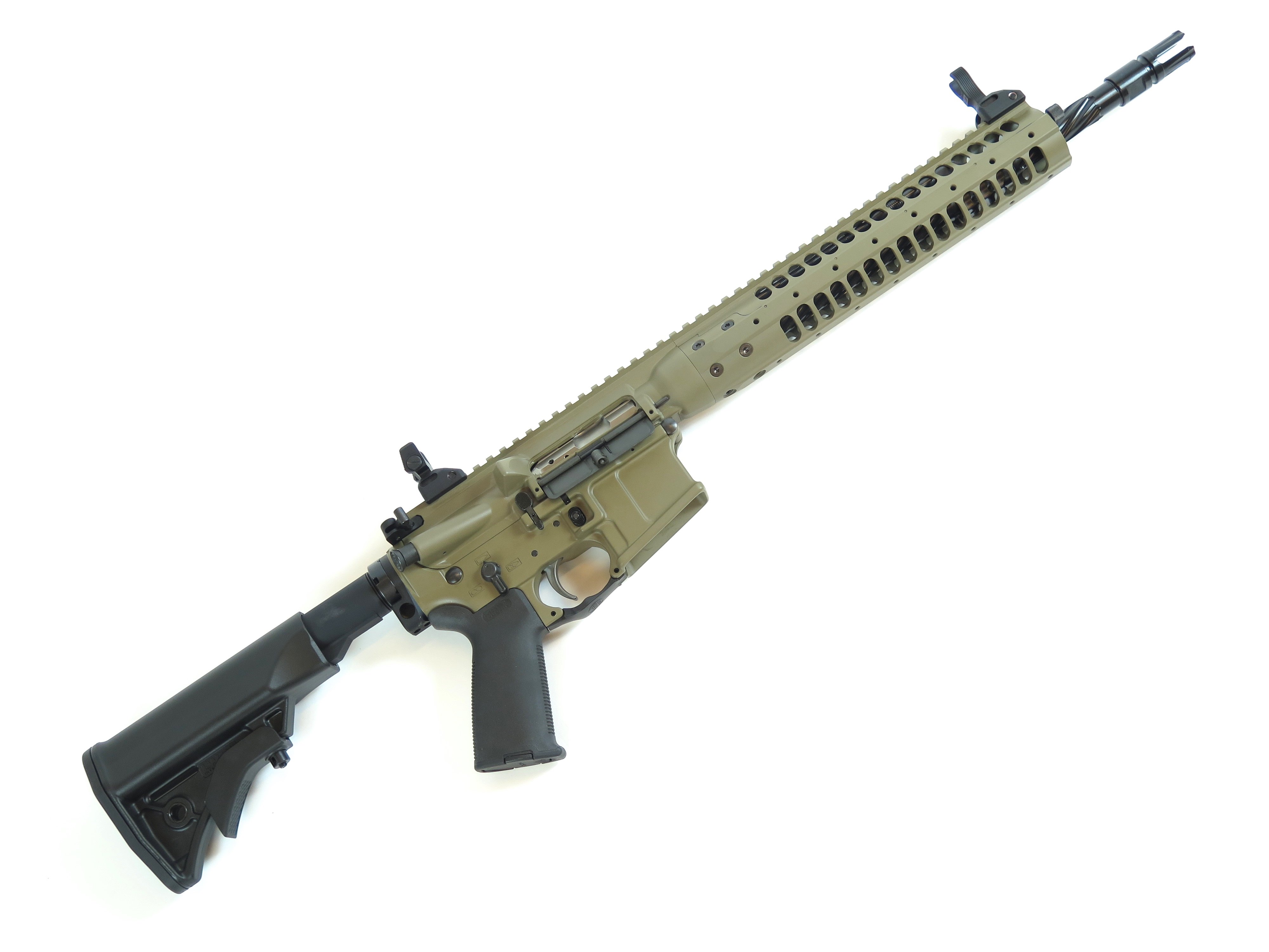 Improved Carbine SPR Platform Rifle 5.56mm NATO 14.7 Inch Helical Fluted Barrel With Permanently Attached Flash Hider (16.1 Inch Total) Flat Dark Earth 30 Round