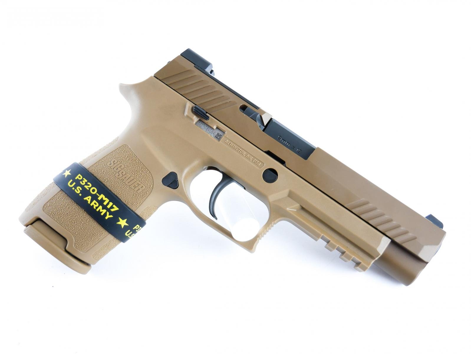 Sig P320 M17 | 9mm 4.7" Barrel Coyote Slide/Frame, No Manual Safety, Night Sights, Optic-Ready Slide Cut, 2 17 Round Magazines