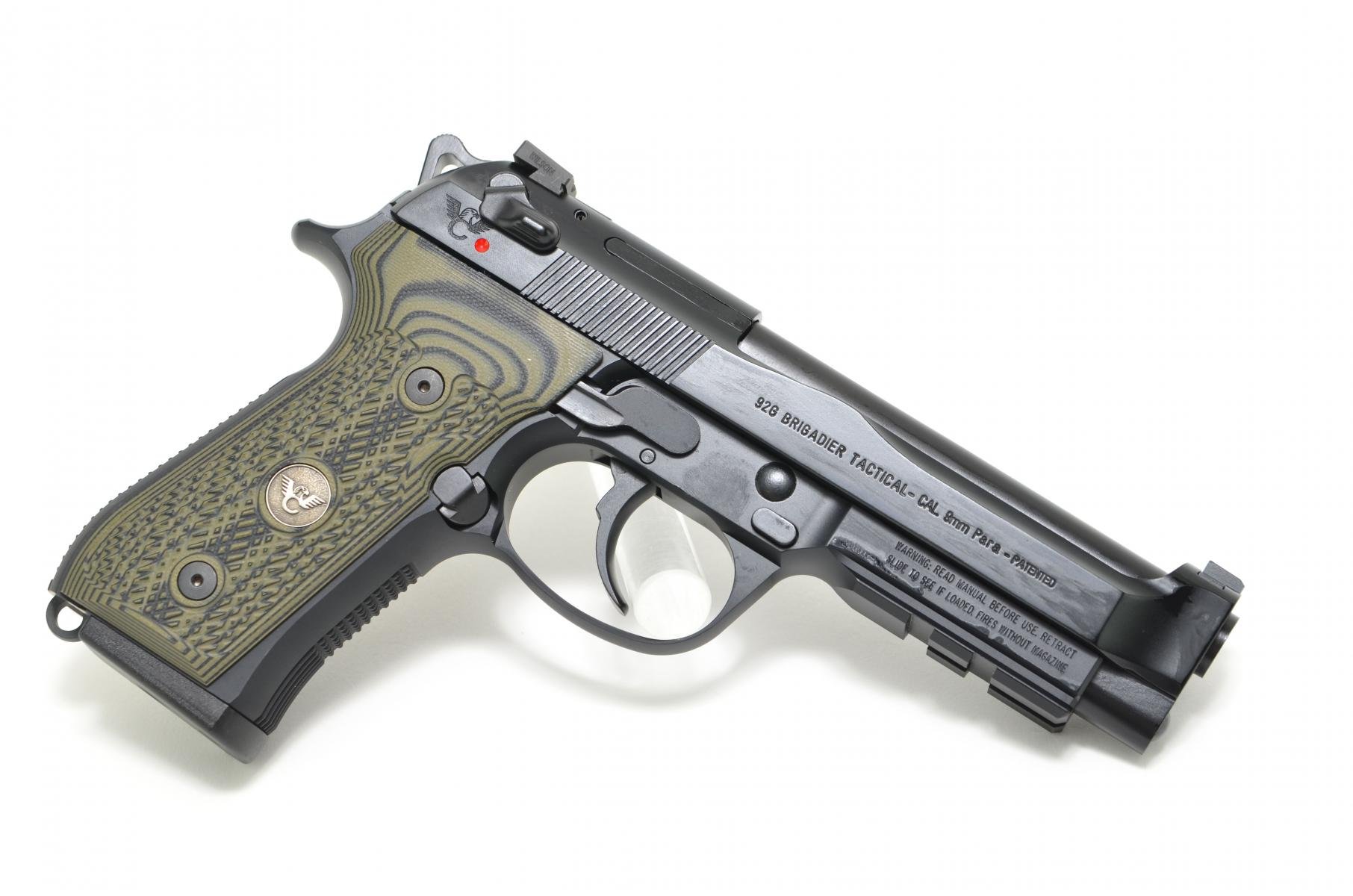 Wilson Combat /Beretta 92 G Brigadier Tactical |9mm 4.7" Barrel, Trijicon Front Night Sight, Oversize Magazine Release, Wilson Combat Fluted Steel Guide Rod, G10 Grips, 3 15-Round Magazines