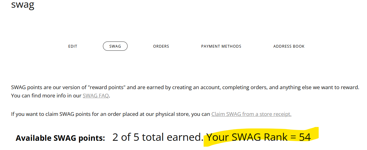 Swag rank location