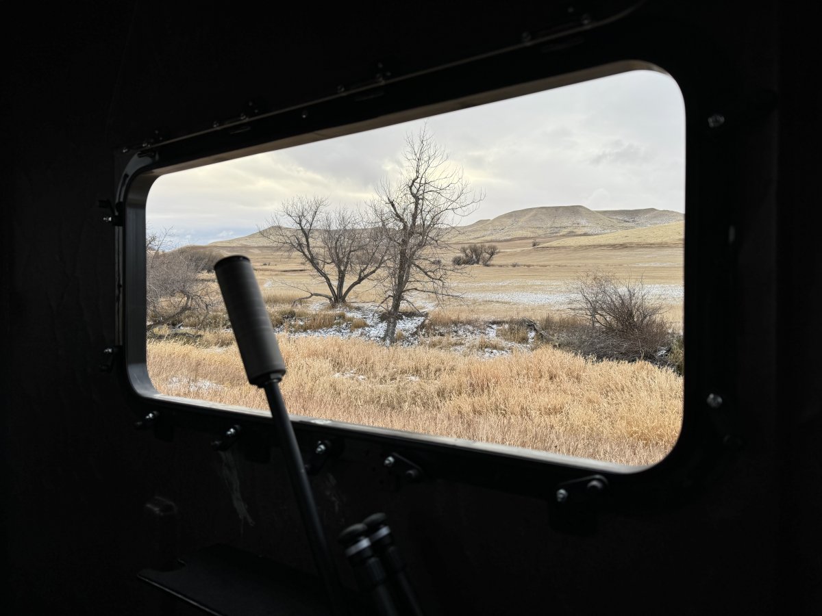 View from ground blind showing Silencerco Scythe