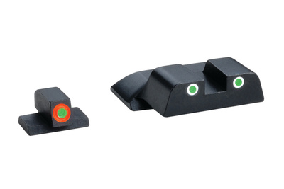 Tritium Front/Rear Combo Sights Green Dot White Outline Rear and Green Dot Orange Outline Front For S&W M&P (not Shield)