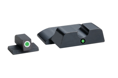 Pro i-dot Set For S&W M&P Front ProGlo Green Tritium With White Outline Single Dot Green Rounded Notch Rear Sight