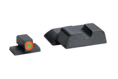 Hackathorn Night Set For S&W M&P Shield Orange Outline Front Black Round-Notch Rear