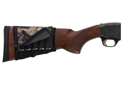 Buttstock Shotgun Shell Holder With Cover Mossy Oak Break Up and Black