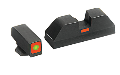 CAP Tritium Sight Set Glock 20/21/29 Green Front With Orange Square Outline Orange Rear Horizontal Line