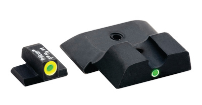 Pro i-dot Set For S&W M&P Front ProGlo Green Tritium With Lime Outline Single Dot Green Rounded Notch Rear Sight
