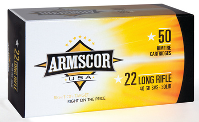 Rimfire Ammunition .22 Long Rifle Standard Velocity 40 Grain Grain Soft Point Made in the Philippines