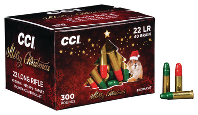 CCI Limited Edition Christmas Pack .22 Long Rifle 40 Grain 1240 FPS Red/Green Tipped 300 Round Bulk Packaging