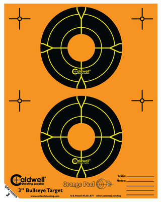 Caldwell Orange Peel Flake Off Bullseye Targets 3 Inch Bullseye 15 Sheets/2 Per Sheet