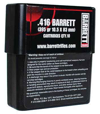 .416 Barrett 395 Grain Solid 80 Per Case