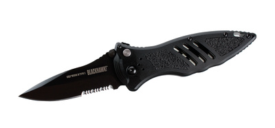 CQD Mark II Type E 3.3 Inch Serrated Blade Folding Knife Black