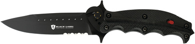 Black Label Trip Wire Specialty Fixed Blade Knife 6 Inch Modified Spear Point Blade Ribbed G-10 Scales Black Boxed