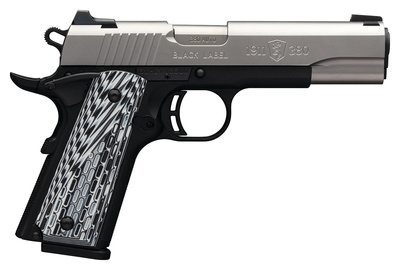 1911-380 Black Label Pro Stainless Full Size .380 ACP 3.6 Inch Barrel Matte Finish Combat White Dot Rear Sight G-10 Grip 8 Round