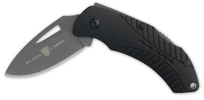Black Label TNT Folding Knife 1.625 Inch Stainless Steel Blade Black G-10 Handle Clampacked