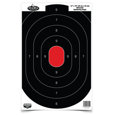 Dirty Bird Paper Silhouette Target Black/Red 12x18 Inch 100 Per Package