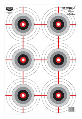 Eze-Scorer Multiple Bullseyes Paper Target Six Per Sheet 12x18 Inch 100 Sheets Per Package