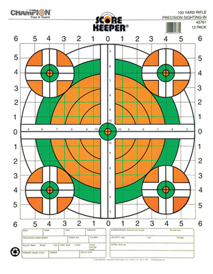 Fluorescent Score Keeper Targets 100 Yard Rifle Sight-In 100 Per Pack