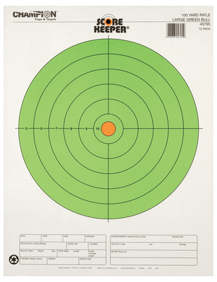 Scorekeeper Bulleye Targets Green With Orange Bullseye 100 Yards 12 Per Pack