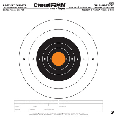 Re-Stick Targets 25 Yard Pistol Slowfire 14.5x14.5 Inch 25 Per Pad