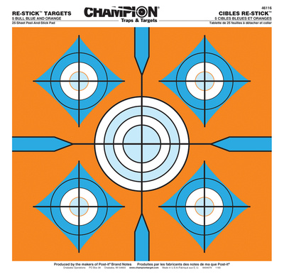 Re-Stick Targets 5-Bull Blue And Orange 14.5x14.5 Inch 25 Per Pad