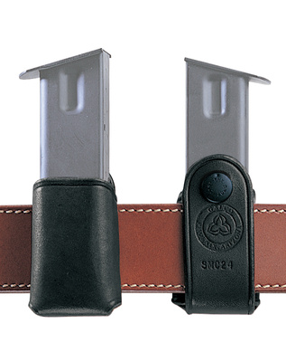 S.M.C. Leather Magazine Carrier .45/10mm Single Column Metal Black Ambidextrous