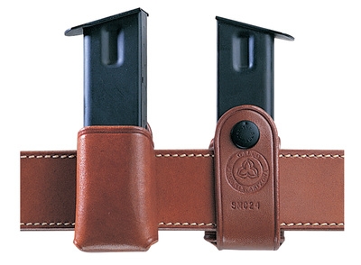 S.M.C. Leather Magazine Carrier .45/10mm Single Column Metal Tan Ambidextrous