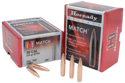 Match Bullets .308 Diameter 225 Grain Boattail Hollow Point