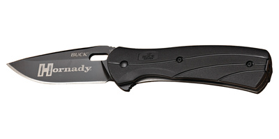 Buck Vantage Pro Series Folding Knife 3.25 Inch Blade With Hornady Logo and Black Polymer Handle