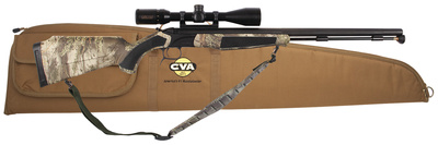 Accura MR .50 Caliber 25 Inch Fluted Nitride Stainless Steel Barrel KonusPro 3-9x40mm Scope Mounted With One Piece DuraSight Dead-On Mount CVA Padded Soft Case Realtree Max-1 HD Stock