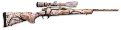 Ranchland Compact Rifle/Scope Package .22-250 Remginton 20 Inch Heavy Barrel Synthetic Stock Full Coverage YOTE Camouflage Finish 5 Round With 2.5-10x42mm Nighteater Riflescope
