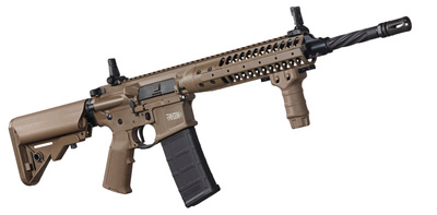 Tricon-MK6 Limited Edition 5.56mm 14.7 Spiral Fluted Barrel With Permanently Attached Flash Hider BUIS Geissele 2-Stage Trigger SOPMOD Stock Cerakote Flat Dark Earth Finish 30 Round