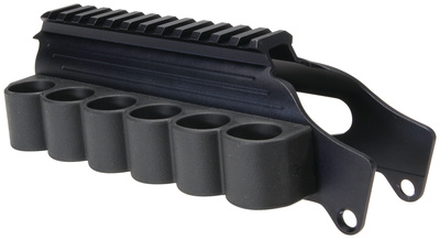 Shotgun Rail Mount With Sidesaddle Fits 12 Gauge Mossberg 500/590 Black