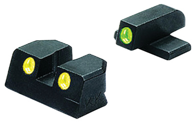 Meprolight Self Illuminated Tru-Dot Fixed Night Sights for .40S&W/.45ACP P-Series Pistols with #6 Front and #8 Rear Sights Green/Yellow