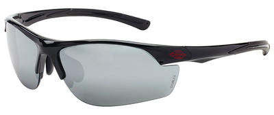Crossfire Talos Protective Eyewear Silver Mirror Lens Shiny Black Frame