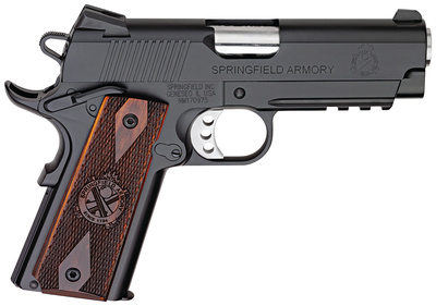 Model 1911 Lightweight Champion Operator .45 ACP 4 Inch Stainless Steel Bull Barrel Aluminum Alloy Frame Carbon Steel Slide Black Armory Kote Finish 3-Dot Tritium Sights Cross Cannon Grips 7 Round