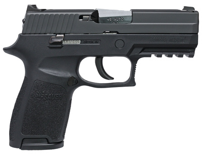 P320 Compact Striker .45 ACP 3.9 Inch Barrel Contrast Sights Black Nitron Slide Finish 9 Round