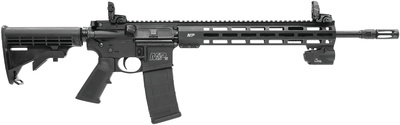 M&P15 Tactical With Crimson Trace LINQ 5.56mm NATO 16 Inch Lightweight Barrel Armornite Finish Magpul M-LOK Handguard Magpul MBUS Folding Sights Adjustable Stock 30 Round