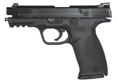 M&P Full Size 9mm 4.25 Inch Barrel Black Finish 10 Pound Trigger White Dot Sights With Mag Safety Black Frame 10 Round - MA Compliant