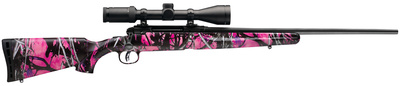 AxisII Youth XP .243 Winchester 20 Inch Barrel Matte Blue Finish Muddy Girl Camouflage Synthetic Stock 4 Rounds Includes Kaspa Riflescope Mounted