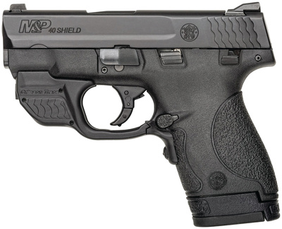 M&P Shield With Crimson Trace Green Laserguard .40 S&W 3.1 Inch Stainless Steel Barrel Black Melonite Finish Polymer Frame 7 Round