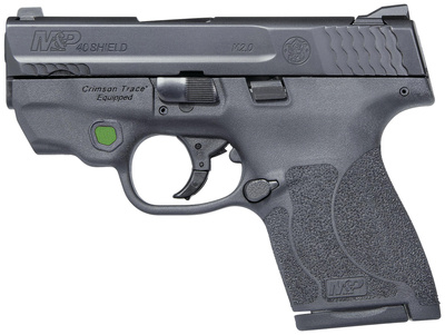 Model M&P40 Shield M2.0 With Crimson Trace Green Laserguard .40 S&W 3.1 Inch Barrel Armornite Finish White Dot Sights Polymer Frame/Grips No Thumb Safety 7 Round