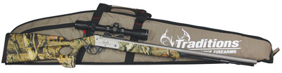Pursuit Ultralight Muzzleloader .50 Caliber 26 Inch Tapered Fluted Barrel Premium CeraKote Finish 3-9x40 Duplex Scope Carrying Case No Sights Mossy Oak Infinity Synthetic Thumbhole Stock
