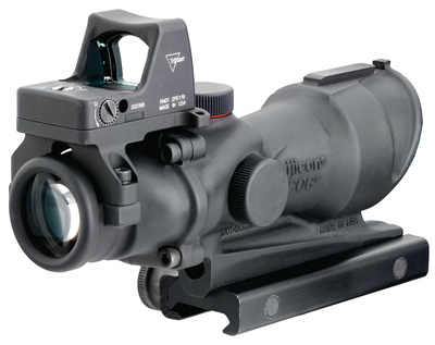 ACOG 4x32 Center Illuminated Amber Crosshair .223 Ballistic Reticle and 3.25MOA RMR Red Dot Sight Combo Black Finish