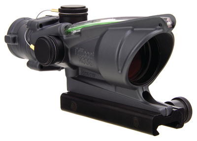 ACOG 4x32mm Dual Illumination Scope Calibrated For Flat Top .223 Rifles Chevron With Green Dot Reticle Cerakote Sniper Gray