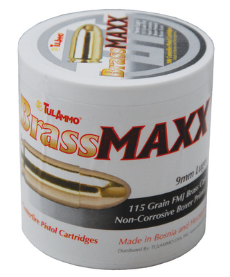BrassMaxx Ammo 9x19 (9mm Luger) 115 Grain Full Metal Jacket 100 Per Box 10 Boxes Per Case