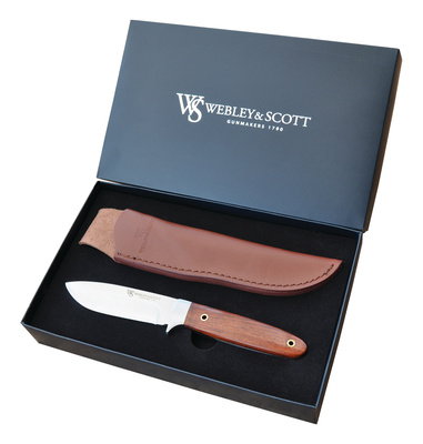 Hunting Knife 4 Inch Stainless Steel Fixed Blade Rosewood Handle Leather Sheath