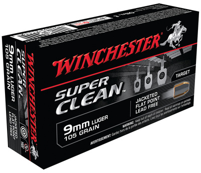 Super-X Super Clean NT Lead Free 9mm Luger 105 Grain Jacketed Flat Point